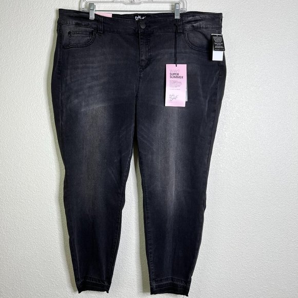 Celebrity Pink Size 22 Hepburn Black Body Sculpt Faded Skinny Jeans Raw Hem - Picture 1 of 12